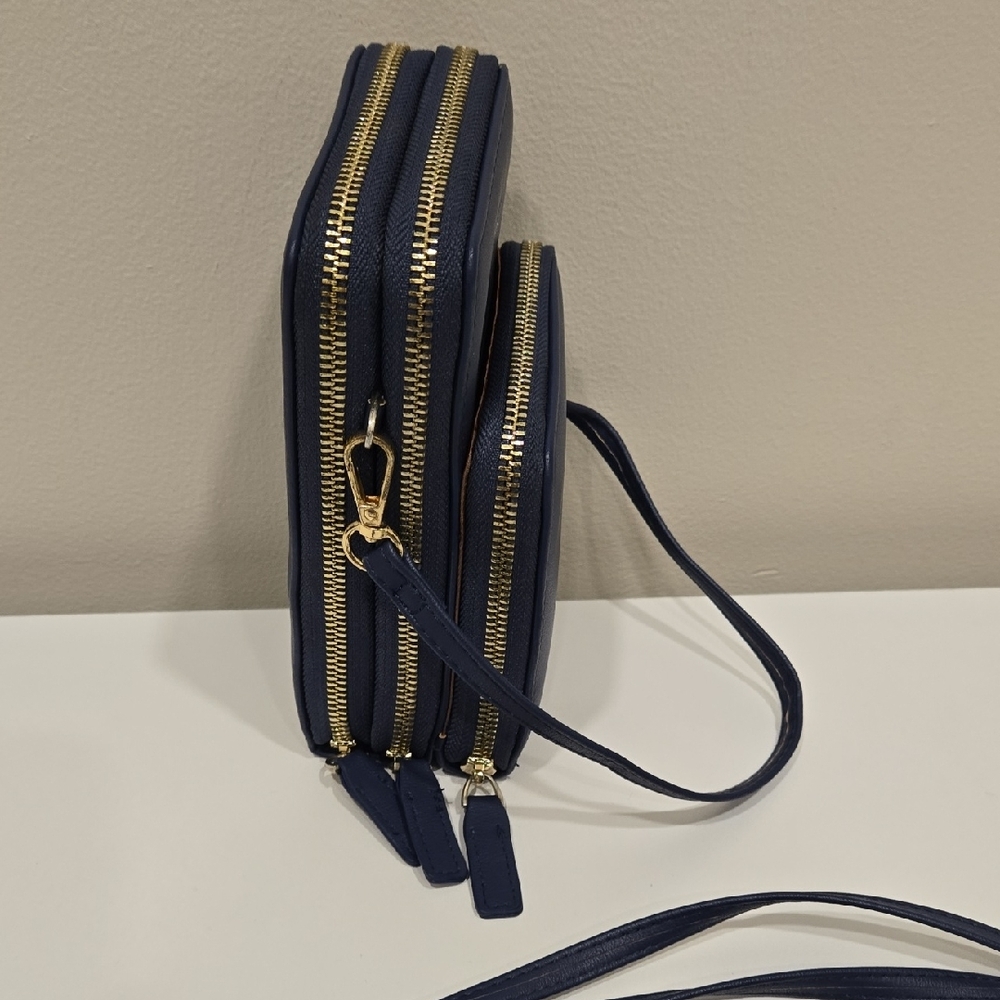 Navy Crossbody Bag with Gold Accents - Picture 6 of 12